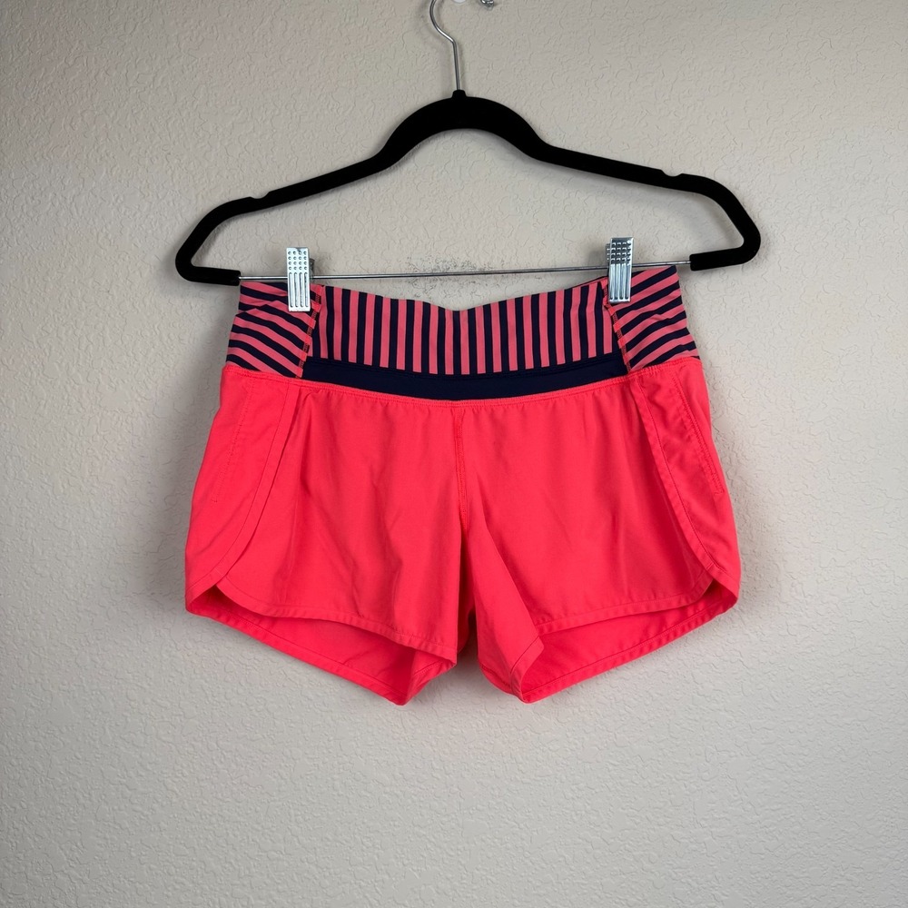 Lululemon Speed Up Shorts Womens Coral and Navy Running Workout‎ Activewear Sz 4